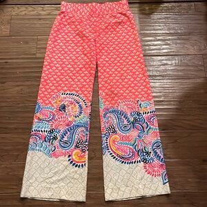 Lilly Pulitzer Bal Harbour Coral Beach Bungalows Palazzo Pant Size XS